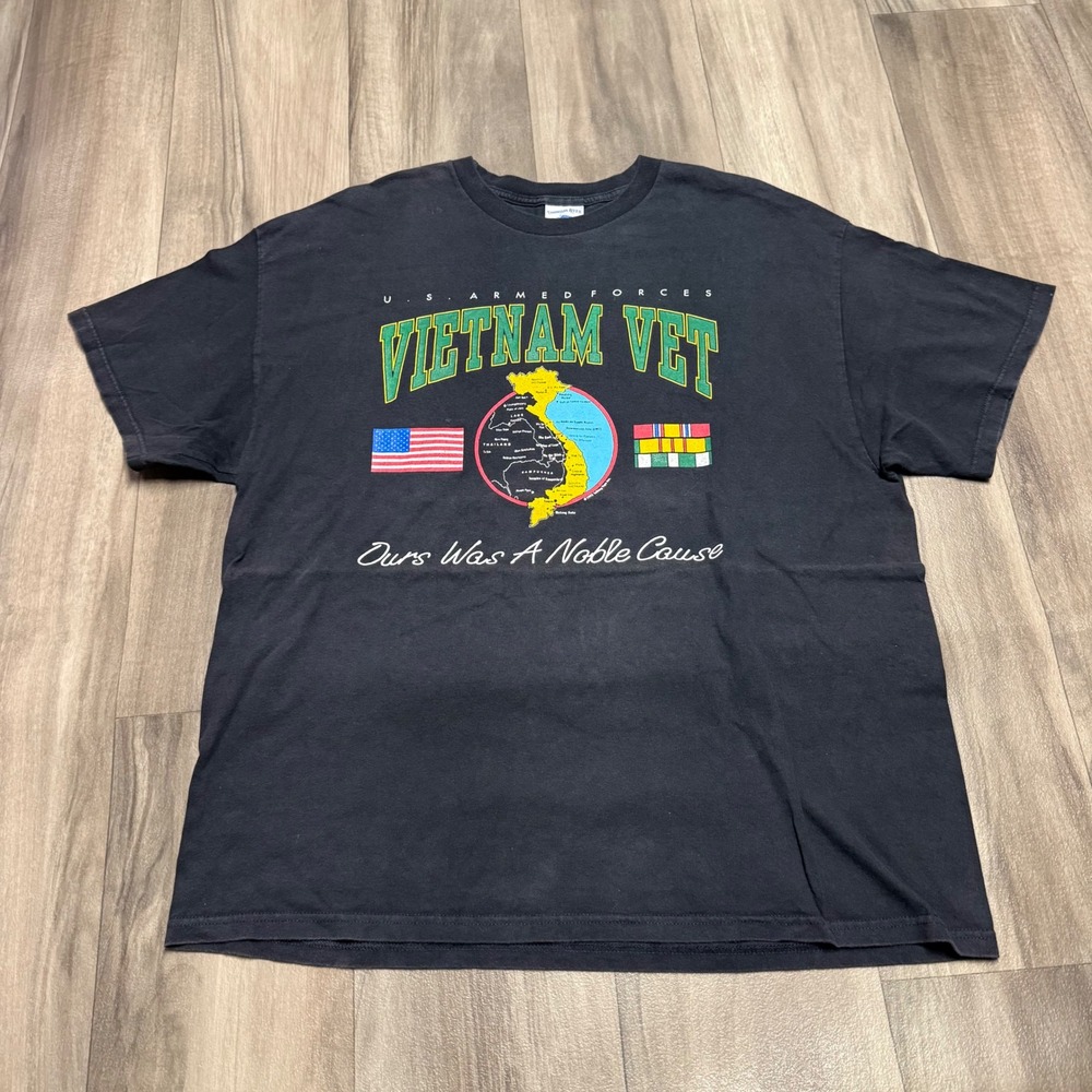 Tennessee River Vietnam Vet US Armed Forces Black Graphic T-Shirt Men 2XL